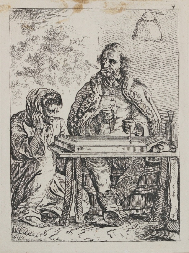 Cimbalmon játszó, pipázó cigány